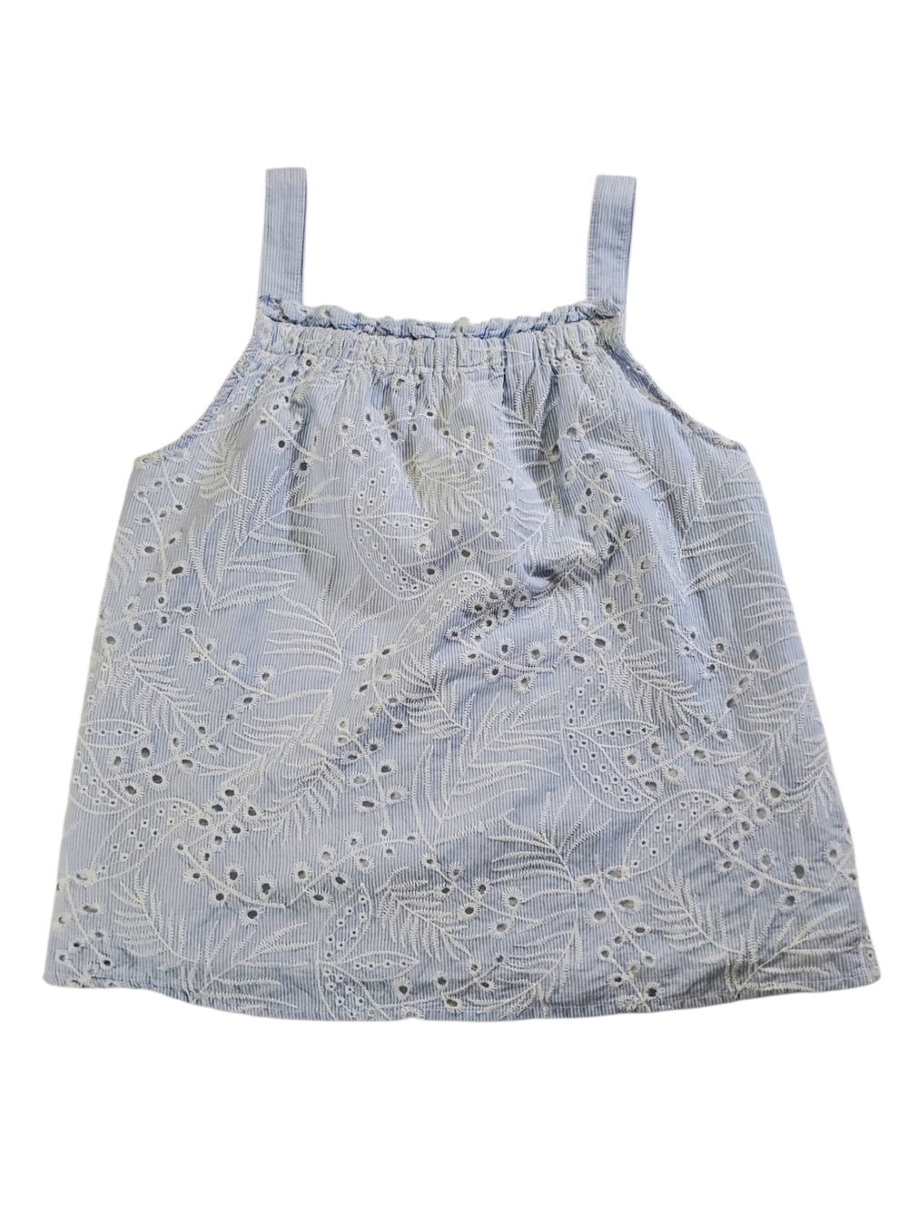 K1119 * Zara Girls Floral Embroidered Eyelet Tank Top Blue White Size 13/14